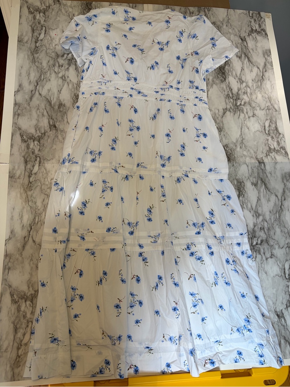 Quince White Maxi Dress with Blue Floral Print 100% organic cotton size XL NWT - Picture 7 of 7
